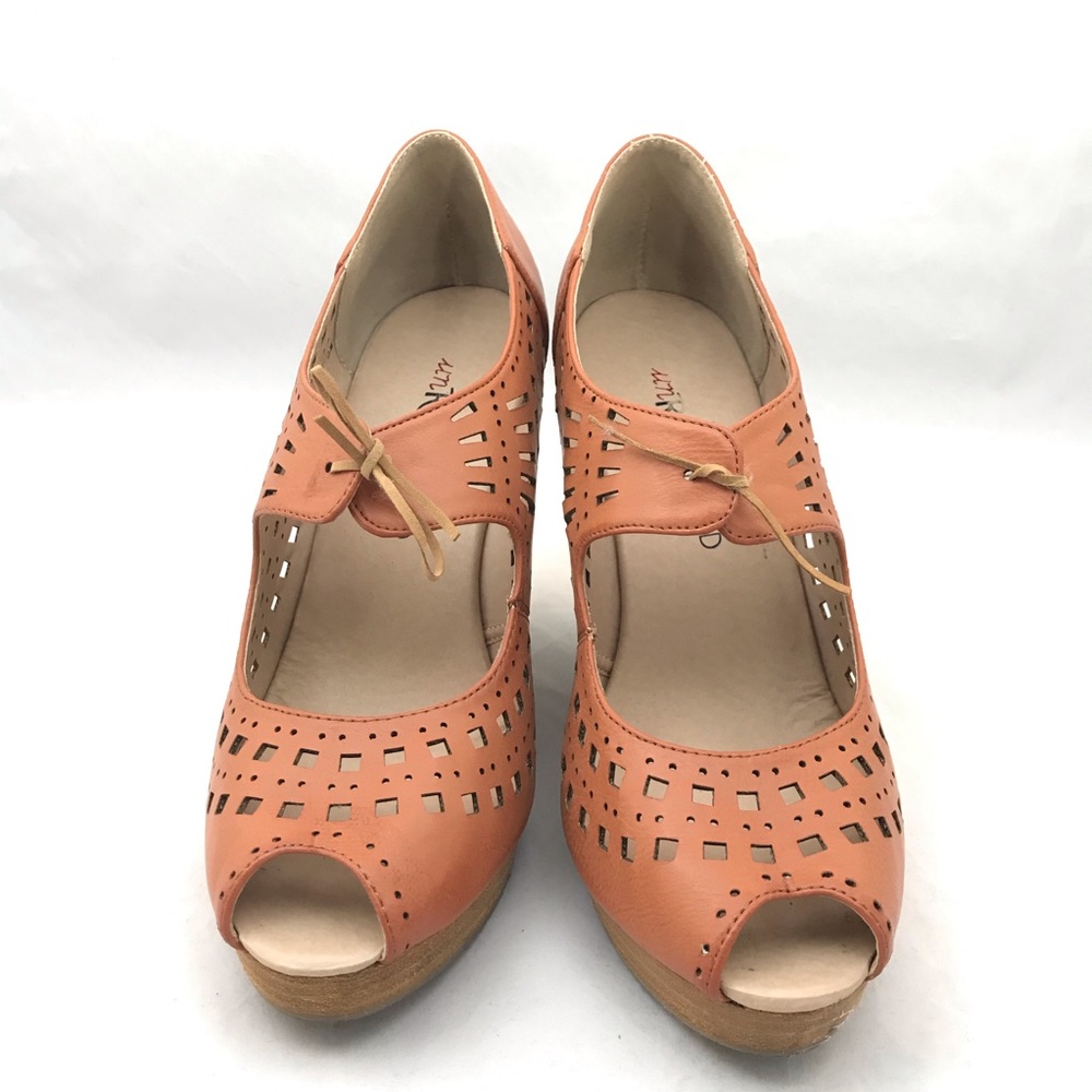 Ladies Brown Peep Toe Wedges Size 9